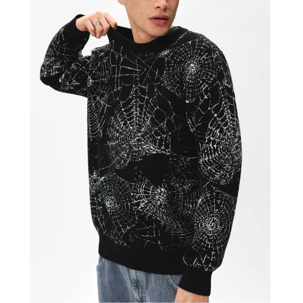 Urban Outfitters Rare BDG Spider Web Hoth Punk Graphic Pullover Sweater